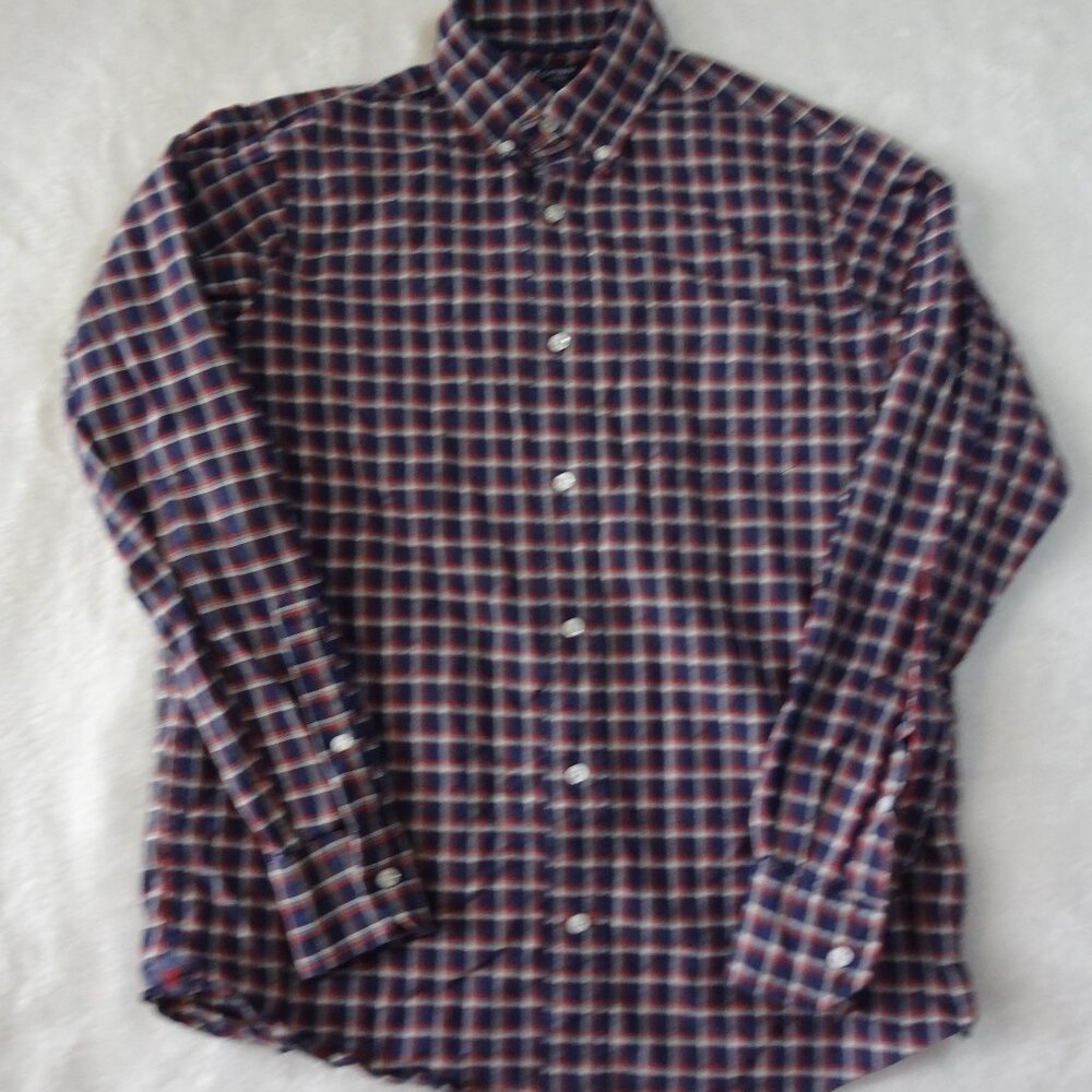 Daniel Cremieux Classics Long Sleeve Shirt S Navy Blue Check Pattern
